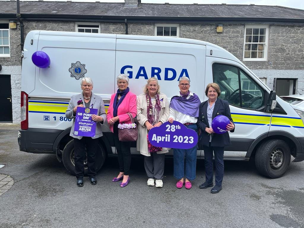 Soroptimist members at the Ballinasloe Garda station for the Go Purple Day.