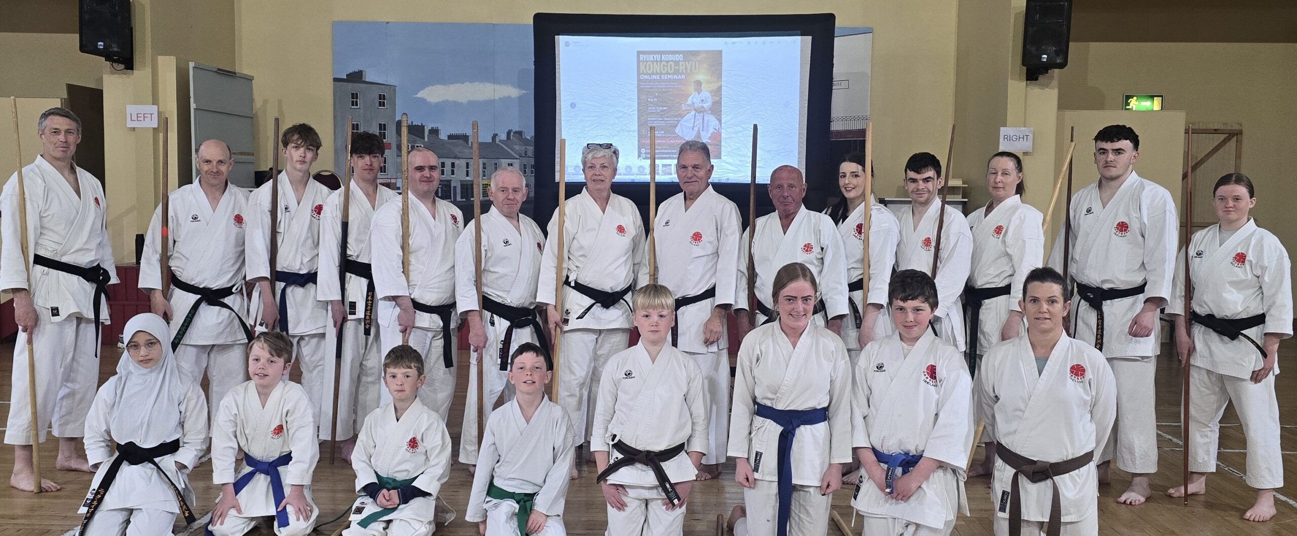 Members of IKKI Karate who recently attended a training session in Kobudo, which was led from Tokyo.