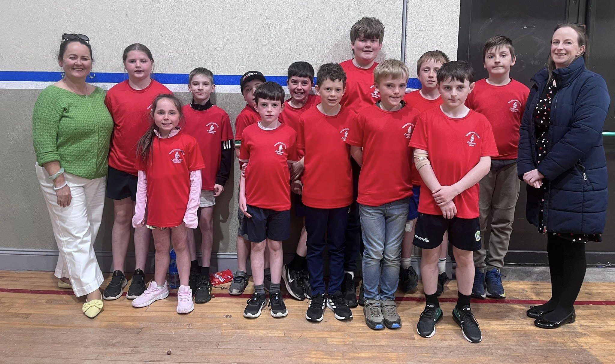 The two teams from Taughmaconnell who competed in the county quiz final. 