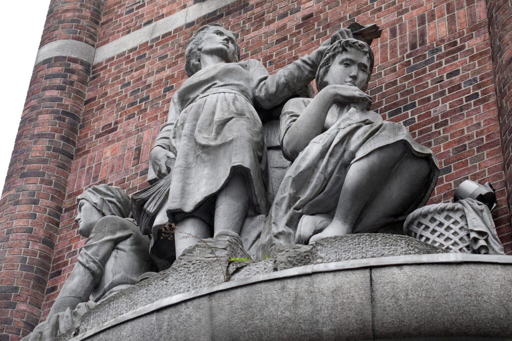 The Three Graces statue on Cathal Brugha St in Dublin. It's sculpted from Ballinasloe limestone.